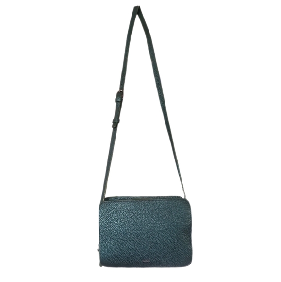 CLOSED | Green Leather Crossbody Passport Bag • Adjustable Strap - Picture 4 of 10